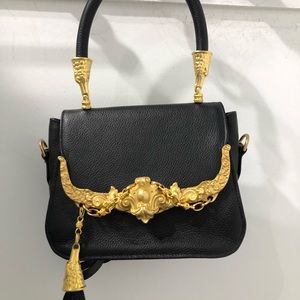 New! Ann Turk black leather bag